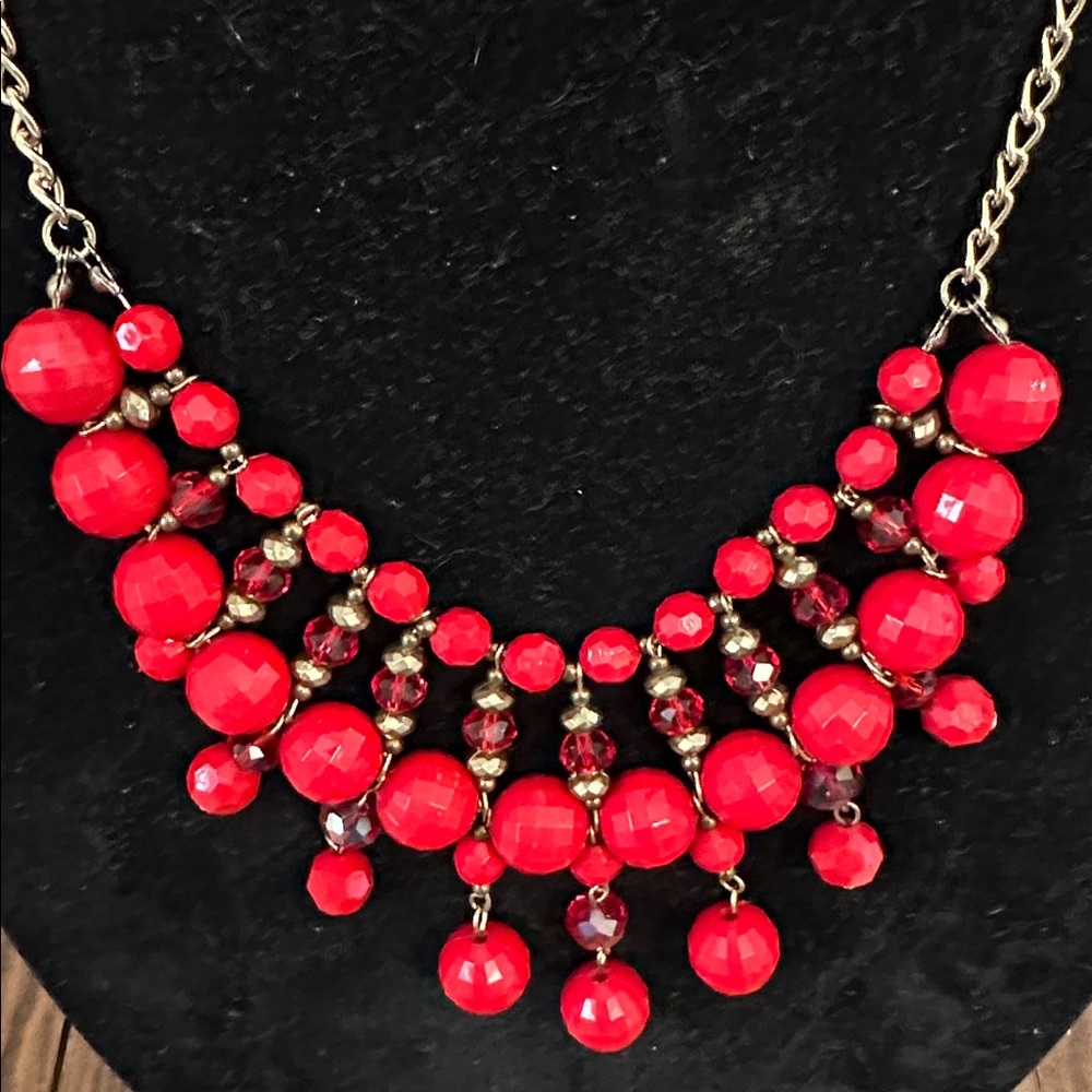 Elegant Red Beaded Necklace